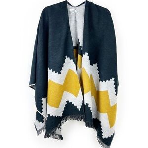 World Market Reversible blanket wrap poncho Aztec tribal printed ONE SIZE